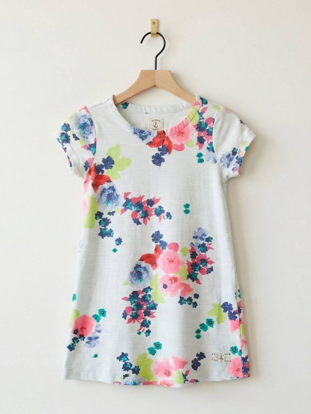 Joules Girls Floral Stripe Dress Size 9-10 | British Brand | 100% Cotton